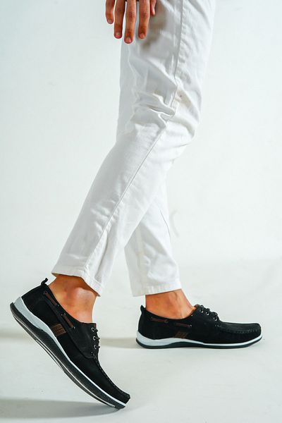Deripabuc Genuine Leather Black Nubuck Men's Leather Casual Shoes Mrd15-3003