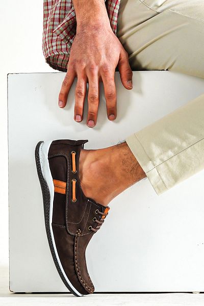 Deripabuc Genuine Leather Brown Nubuck Men's Leather Casual Shoes Mrd15-3003