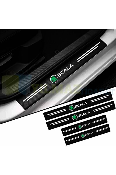yılmazetic Skoda Scala Logo Karbon Kapı Eşiği Koruma Araba Etiket Oto Sticker...