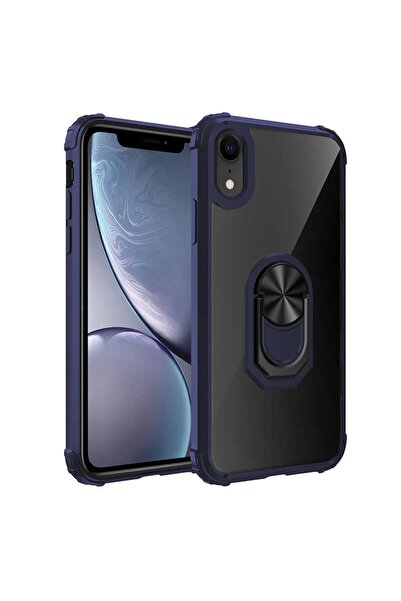 ZM STORE Apple Iphone Xr 6.1 Kılıf Kenarları Tam Koruma Şeffaf Yüzük Standlı ...