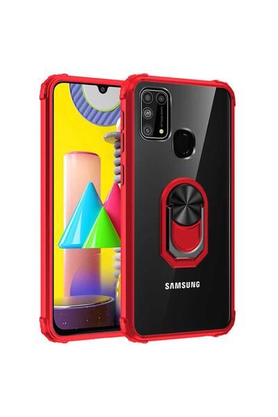 Samsung Galaxy M31 Case Edges Full Protection Clear Ring Stand Break Cover