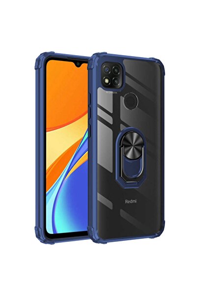 ZM STORE Xiaomi Redmi 9c Kılıf Kenarları Tam Koruma Şeffaf Yüzük Standlı Mola...