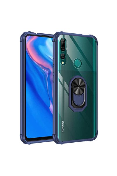 ZM STORE Huawei Y9 Prime 2019 Kılıf Kenarları Tam Koruma Şeffaf Yüzük Standlı...