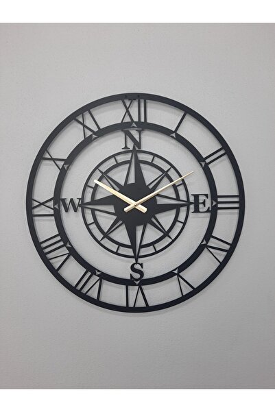 Gowpenart Pusulalı Modern Metal Siyah Duvar Saati 1,5 Mm Kalınlık 60 X 60 Cm