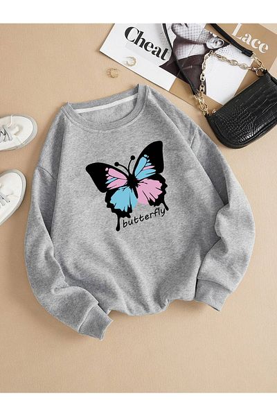LePold Crew Neck New Butterfly Printed Girls/Boys Sweatsihrt