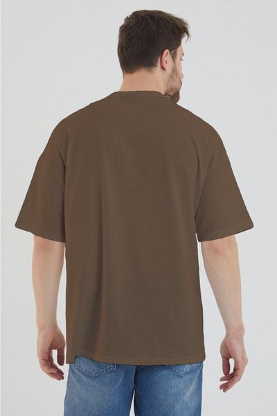 DEEPSENCE Ανδρικό μπλουζάκι Oversize Basic Βαμβακερό Ύφασμα Καφέ Χρώμα