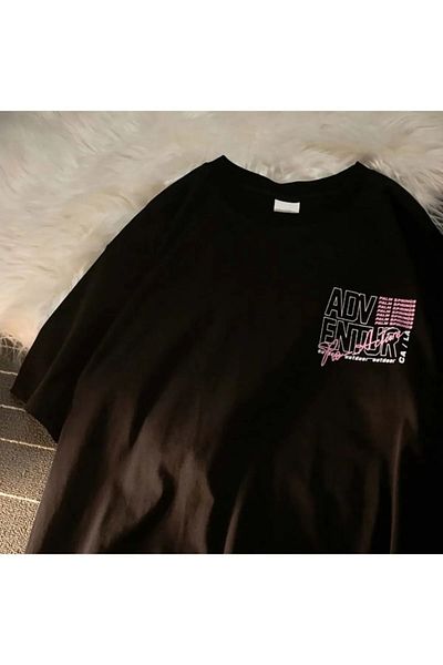 Gofeel Los Angeles Girl Patterned Black Color Harajuku Unisex Oversize T-Shirt