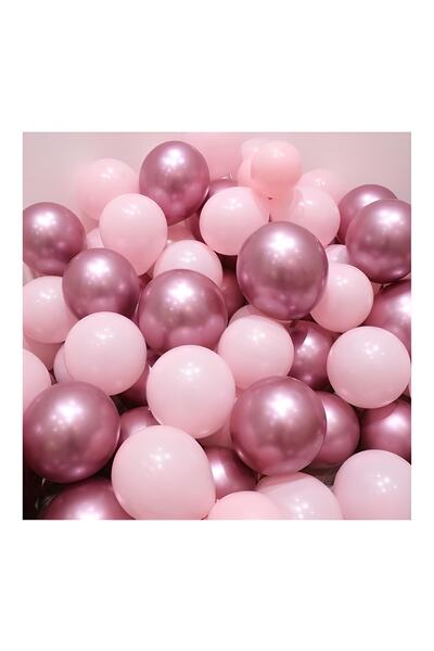 mypartyready Krom Pembe Balon Ve Pastel Pembe Balon Seti 20 Adet Pembe Konsep...