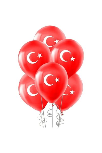 Bkmc 23 أبريل علم تركي مطبوع نجمة القمر بالون أحمر أبيض 12 بوصة 30 سم زخرفة العيد الوطني 50 قطعة