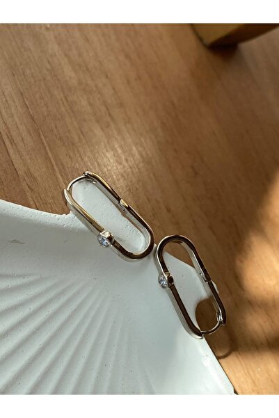 Esmeray Aksesuar Vip Çelik Platin Renk Zirkon Tek Taş Antialerjik Oval Halka Küpe Genişlik 1 Cm. Uzunluk 2,5 Cm.