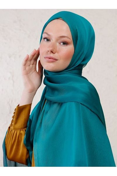 Levidor Women's Petrol Green Janjan Chiffon Evening Dress Shawl
