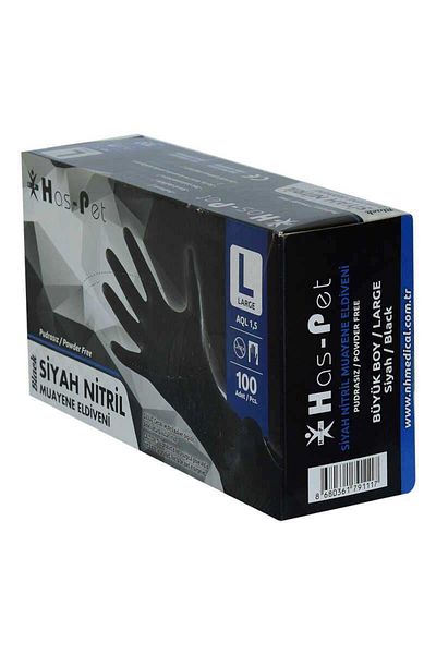 MCM GROUP Powder-Free Black Nitrile Gloves Large Size (L) Pack of 100