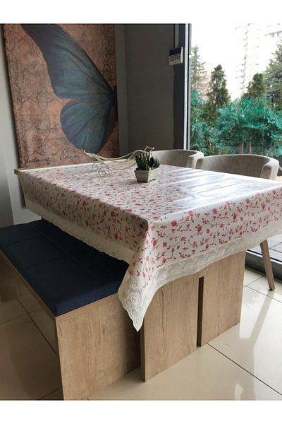 dekorya PVC Lacy | Colorful Patterned Luxury Tablecloth | Oilcloth Fiber Based Non-Slip Wipeable Stain Resistant