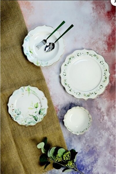 SERAMİKCİ 24 Prc Flora Bone Yemek Takımı