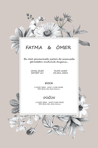 Belinay Düğün Davetiyesi 103 06 (50 ADET)