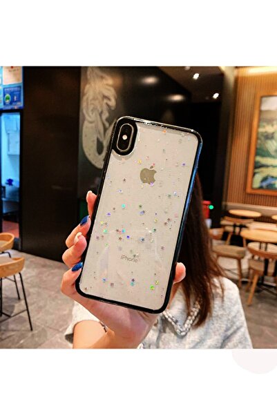 Molly Transparent Silicone Case with Black Glittery Edges for iPhone XS Max
