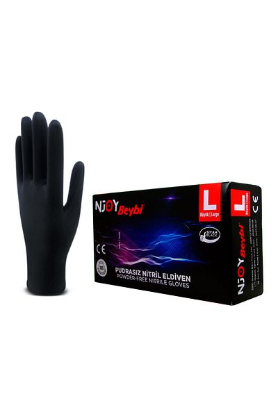 Beybi Njoy Black Nitrile - 100 Large Gloves