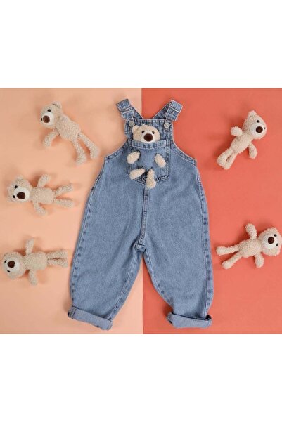 Kids Unisex Light Blue Teddy Bear Salopet