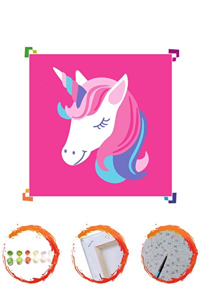 PlusHobby Unicorn Çocuklar İçin Sayılarla Boyama Seti 20x20 Cm Tuval