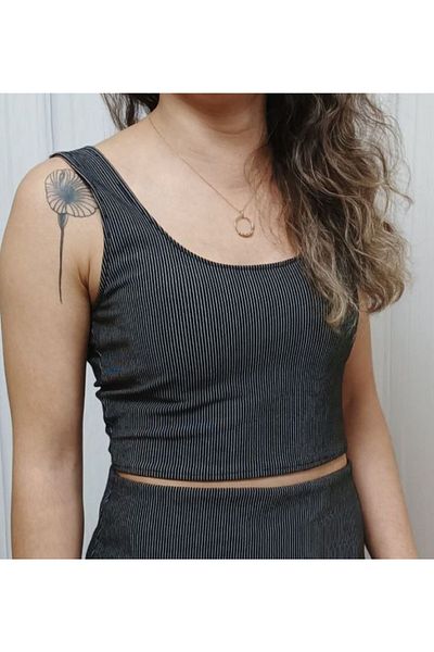 SUHIS Summer Patterned Thick Strap Crop / Bustier