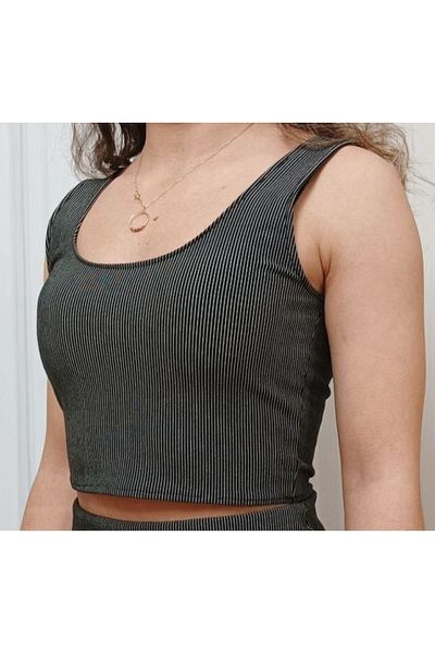 SUHIS Summer Patterned Thick Strap Crop / Bustier