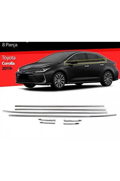 Genel Markalar Toyota Corolla 2019 Ve Üzeri Krom Cam Çıtası 8 Parça Paslanmaz...