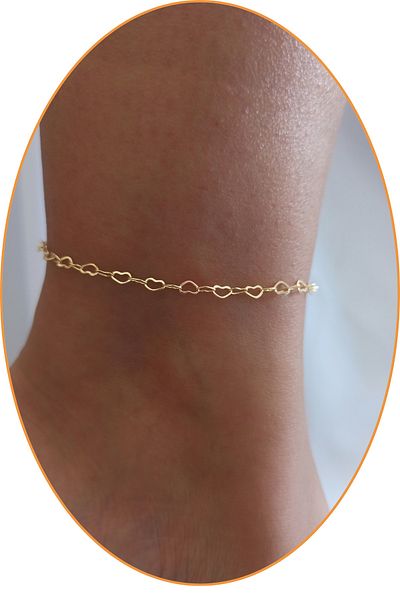 DENİZDENAL Anklet Anklet Gold Heart Chain