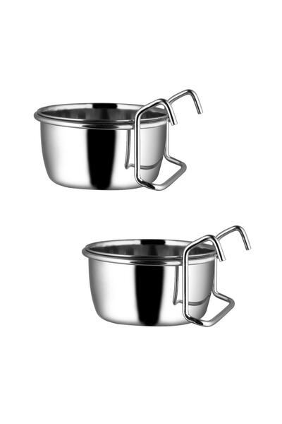 Petistera Askılı Çelik Mama Kabı - 2 Adet 5 Oz/150 Ml