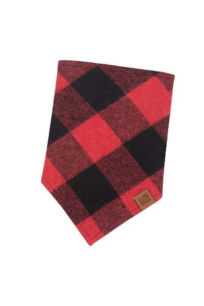 Lusi Doog Wool Plaid Red Dog Bandana - Scarf