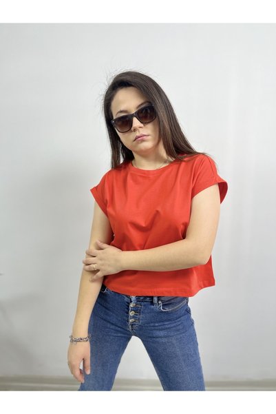 ubmbutik Bisiklet Yaka Tişört Crop