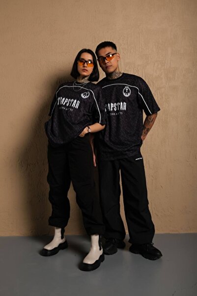 OVERİSE Trapstar Dijital Baskı Siyah Oversize Unisex Tshirt