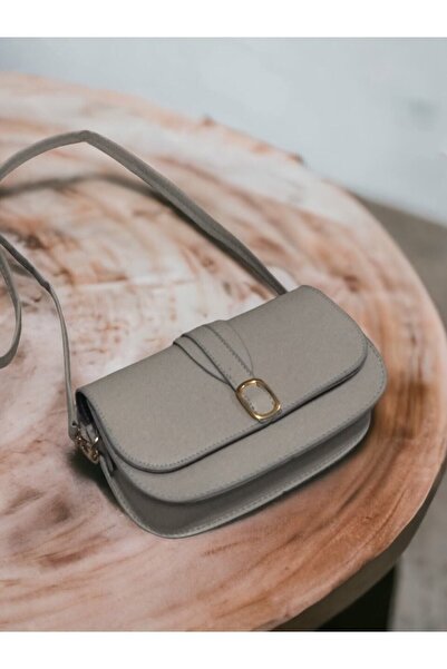 Cochines Women's Cream Buckle Cross Strap Long Mango Model Shoulder Bag