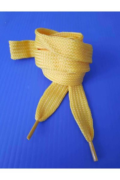 İMREN AKSESUAR Shoelaces And Cord Yellow Color 120 Cm With Prongs Are 1 Pair 1.5 Cm Wide