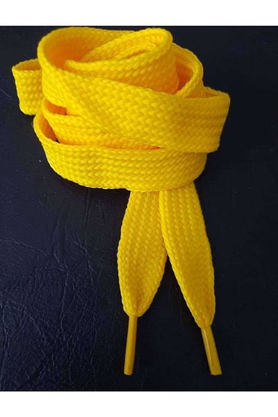 İMREN AKSESUAR Shoelaces And Cord Yellow Color 120 Cm With Prongs Are 1 Pair 1.5 Cm Wide