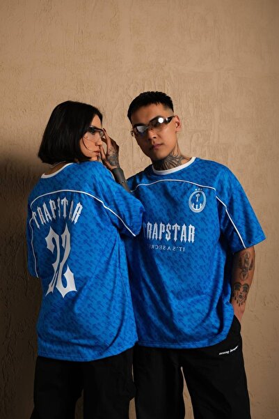 OVERİSE Trapstar Dijital Baskı Mavi Oversize Unisex Tshirt