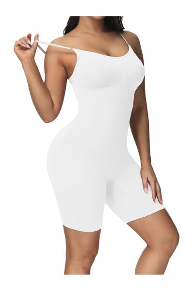 MİSTİRİK Corset sport Push Up Larix cu 5 zone - Salopetă albă pe lungime