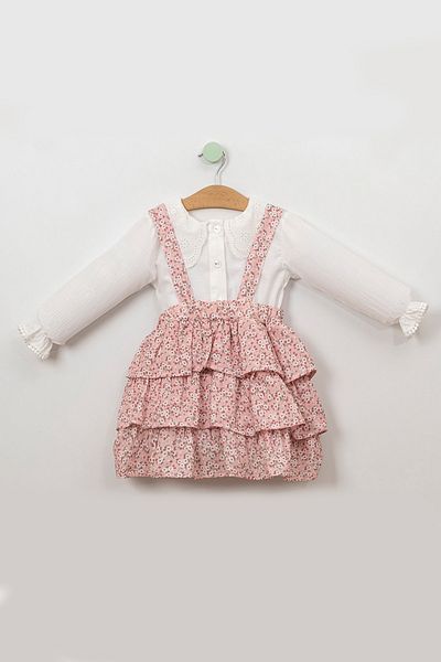 ADABEBEK Ruffle Skirt Shirt Dress with Muslin Shirt