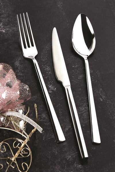 Demir Çeyiz Pırlanta Sade 60 Parça Çatal Kaşık Takımı