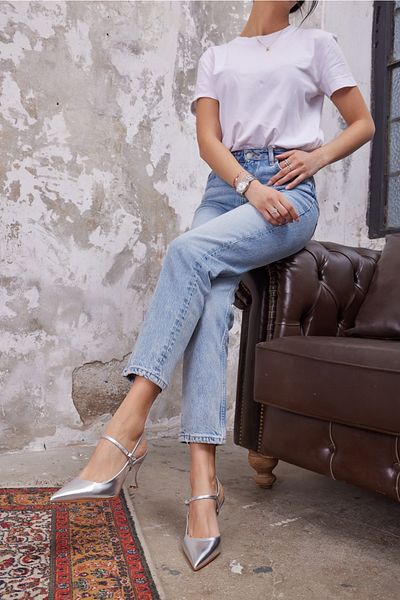ANGELİNA JONES Allen Women's Silver Heeled Shoes
