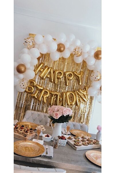 MFM مجموعة بالونات عيد ميلاد من رقائق الذهب لعيد الميلاد السعيد