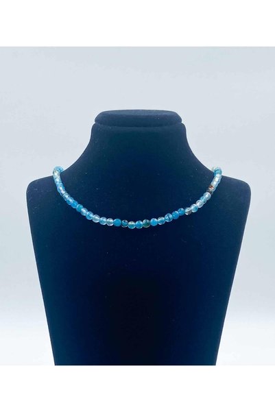 Mucize Taş Agate Natural Stone Necklace 4 Mm Facet Cut