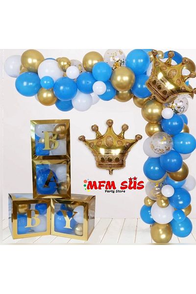 MFM مجموعة بالونات عيد الميلاد بسلسلة ذهبية من Party King Crown