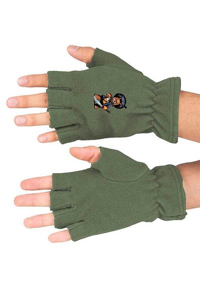 herotasarım Mafia Bear Printed Winter Fleece Gloves - Cut Bll3574