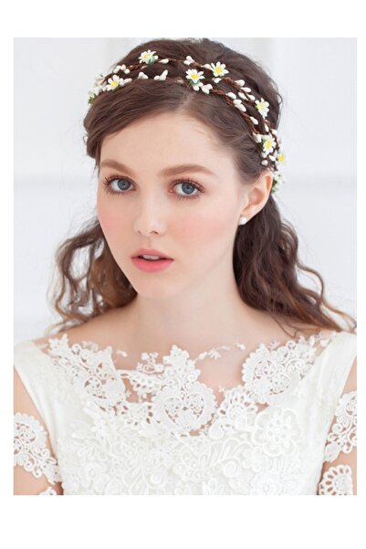 bba new trend Çiftli Papatya Taçı Ipapatyalı Taç Bağlamalı Papatya Tacı