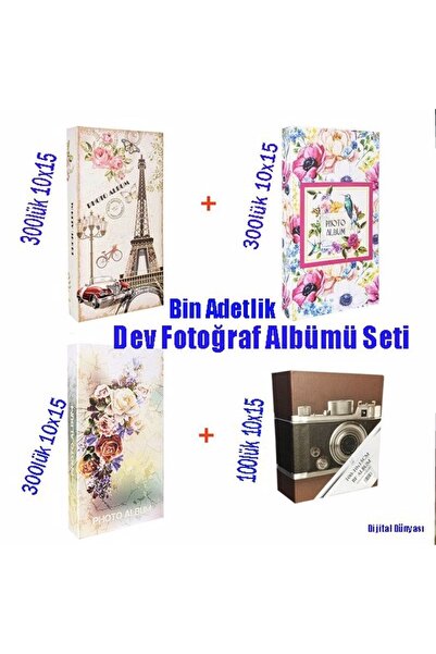 Dijital Dünyası 1000 Adetlik 10x15 Dev Fotoğraf Albümü Seti 3 Adet 300lük Ve 1 Adet 100lük 10x15 Albüm 1 Arada