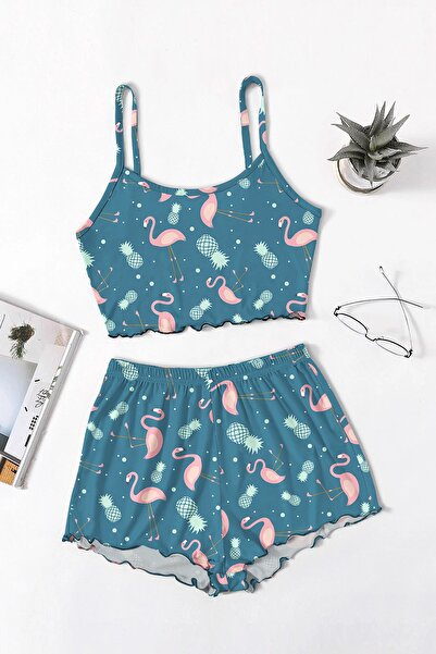 PEMBİŞ HOMEWEAR Favela Flamingo 2 Süpersoft Şort Takımı