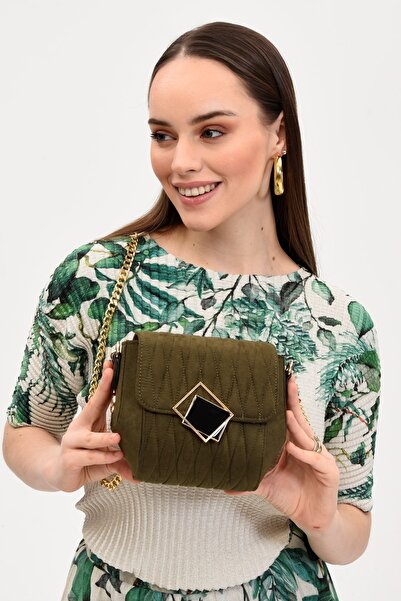 Morpelikan Γυναικεία τσάντα ώμου με λουράκι από χρυσό χακί