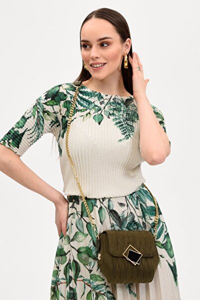 Morpelikan Γυναικεία τσάντα ώμου με λουράκι από χρυσό χακί