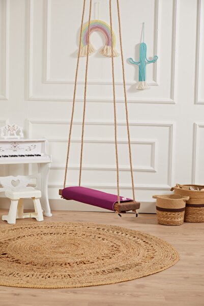 Svava Evde Bahçede Piknikte Kullanılabilir Mor Klasik Ahşap  Salıncak