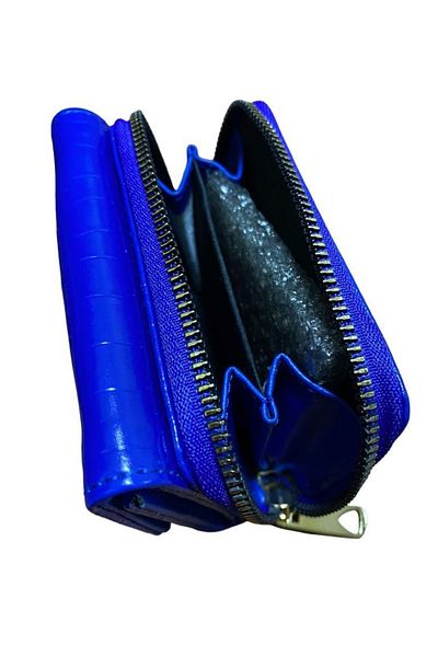 Elif Portofel de damă cu model din piele de crocodil, cu închidere cu fermoar, albastru 308220
